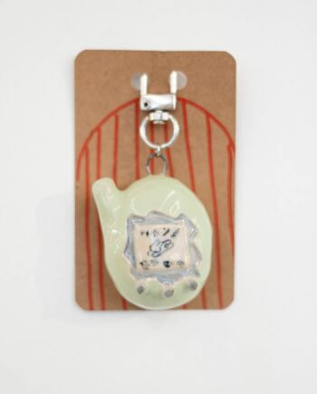 Ceramic Keychains Big Tamagotchi Green