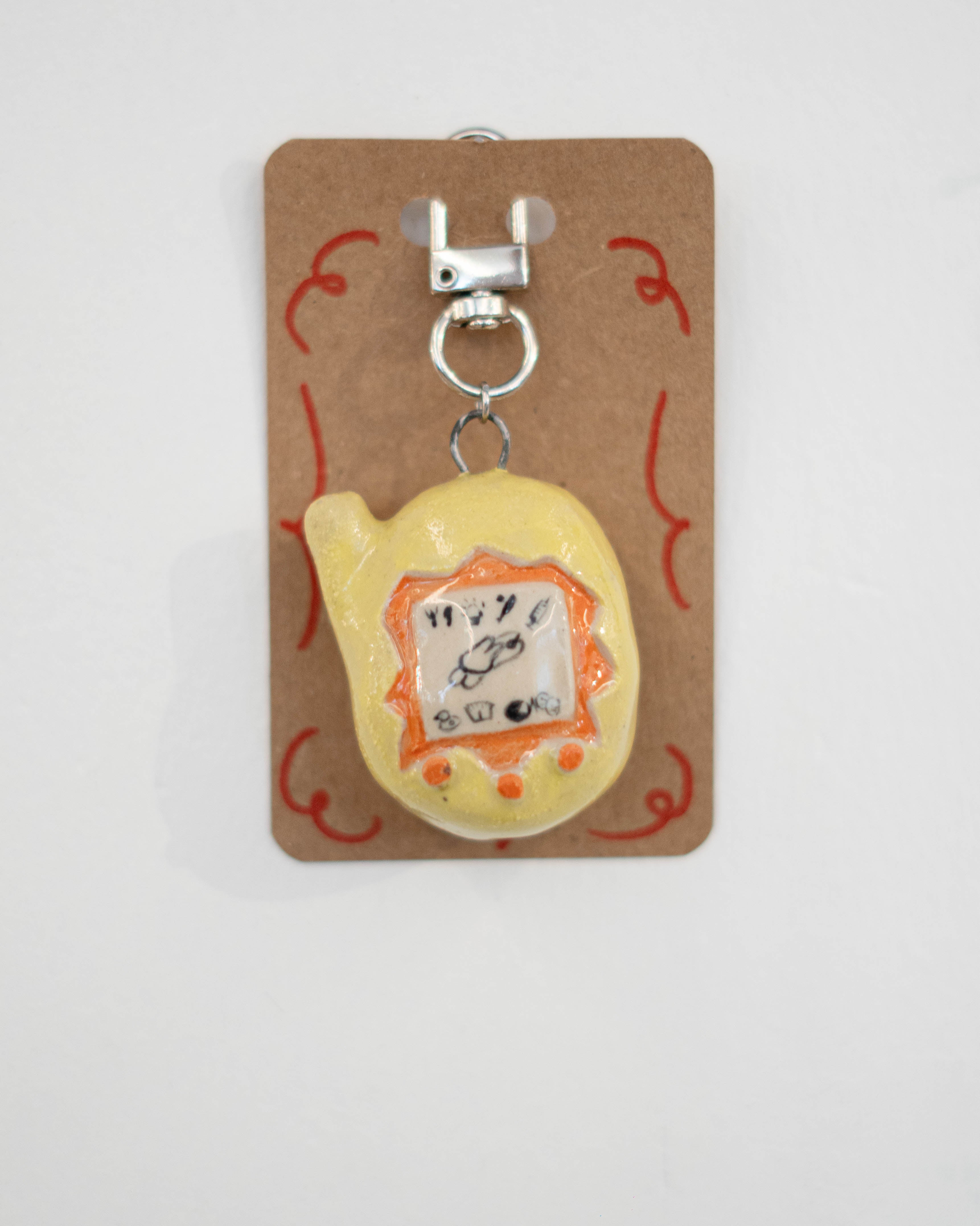 Ceramic Keychains Big Tamagotchi Yellow