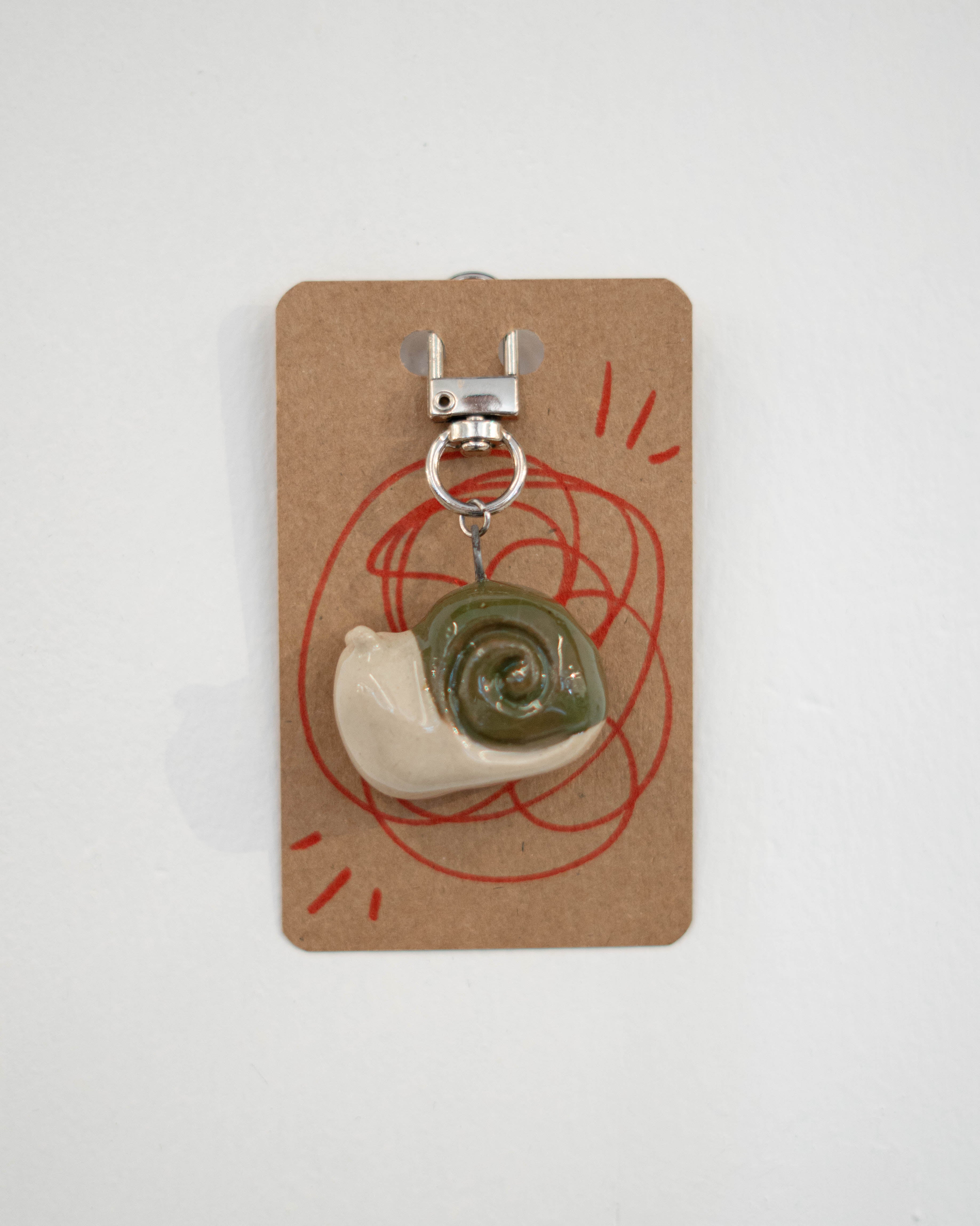 Ceramic Keychains Small Snail Green