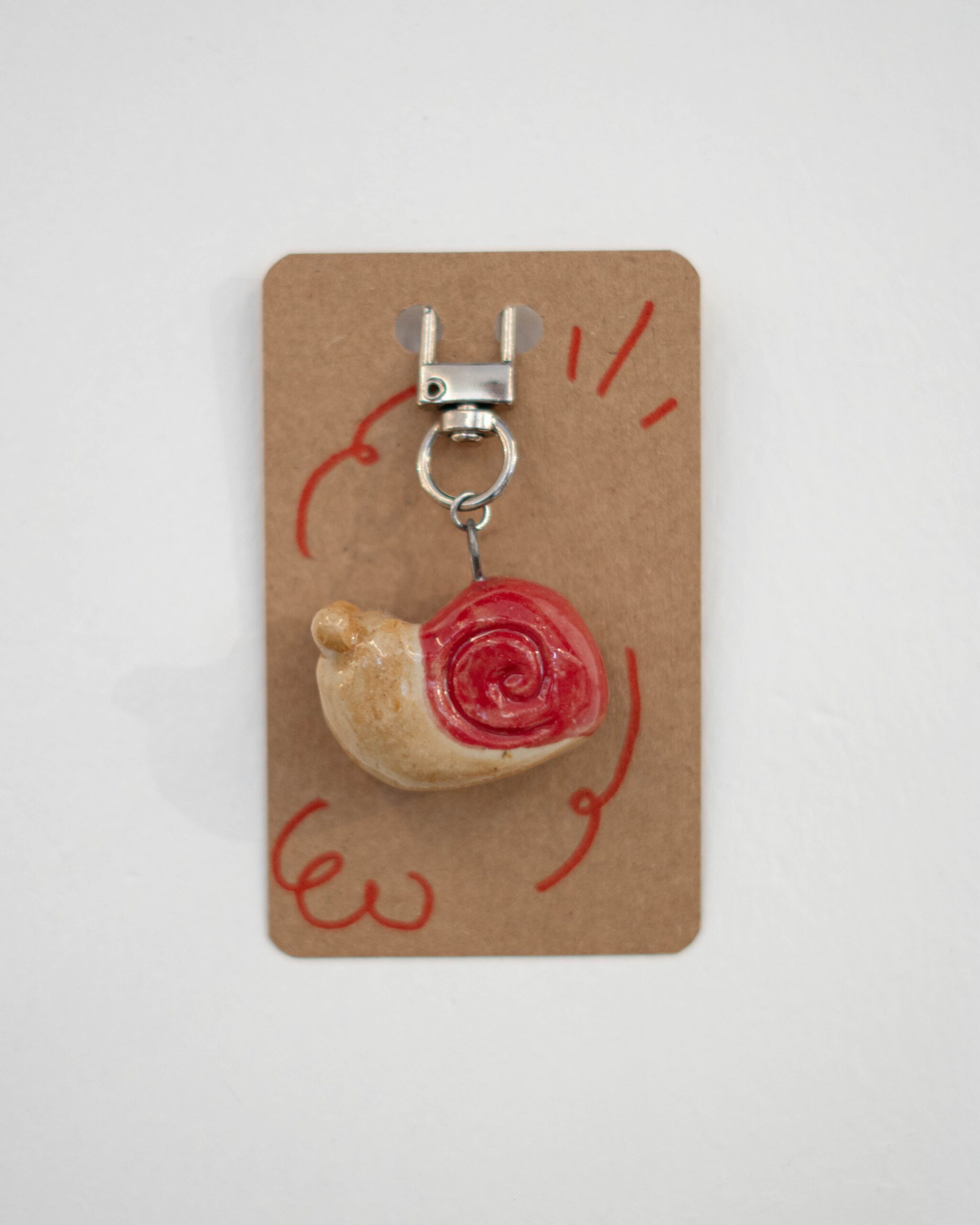 Ceramic Keychains Small Snail Red