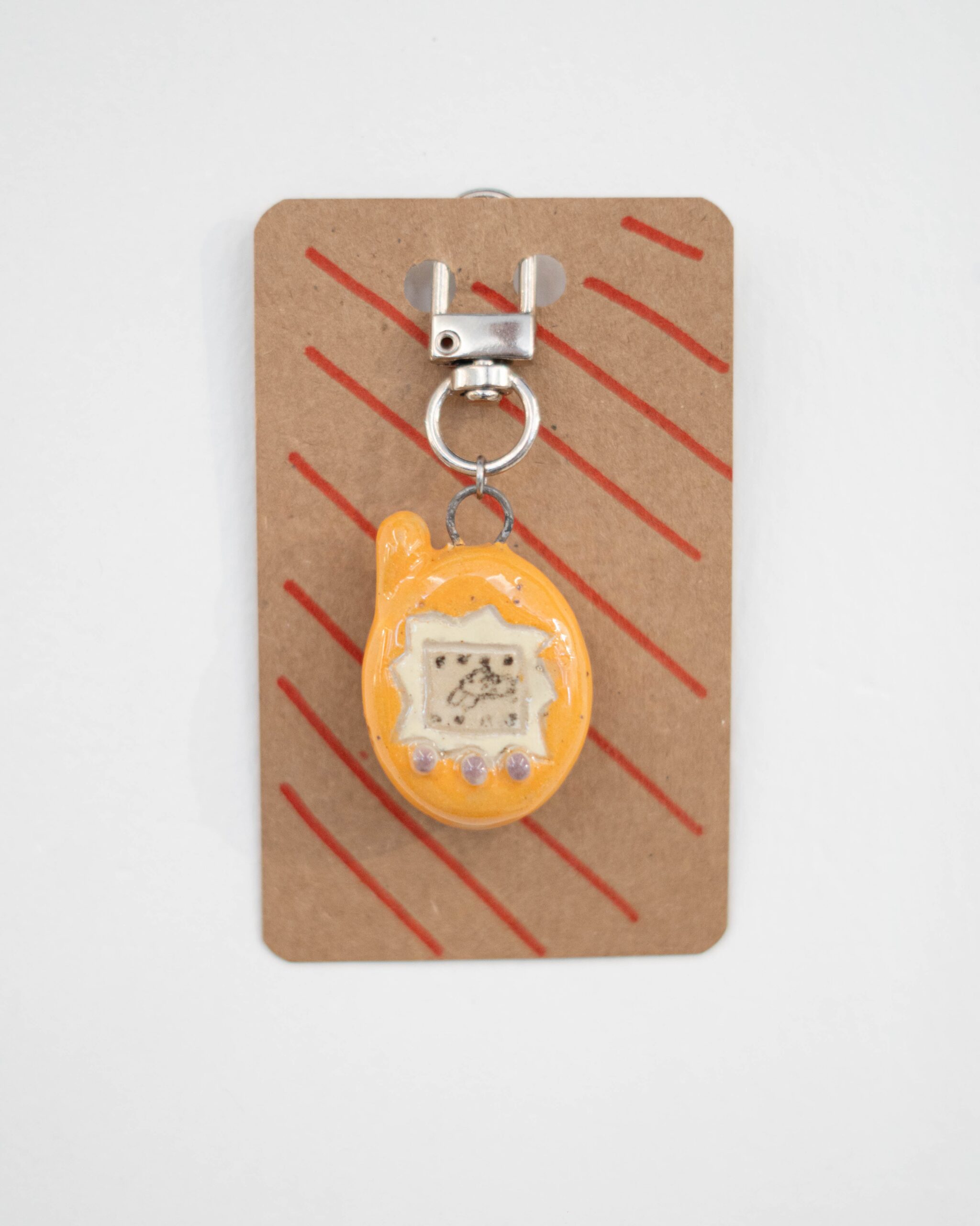 Ceramic Keychains Small Tamagotchi Orange