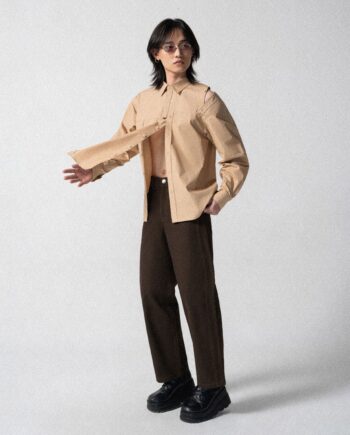 Multiple Button Bands Shirt Cappuccino Small