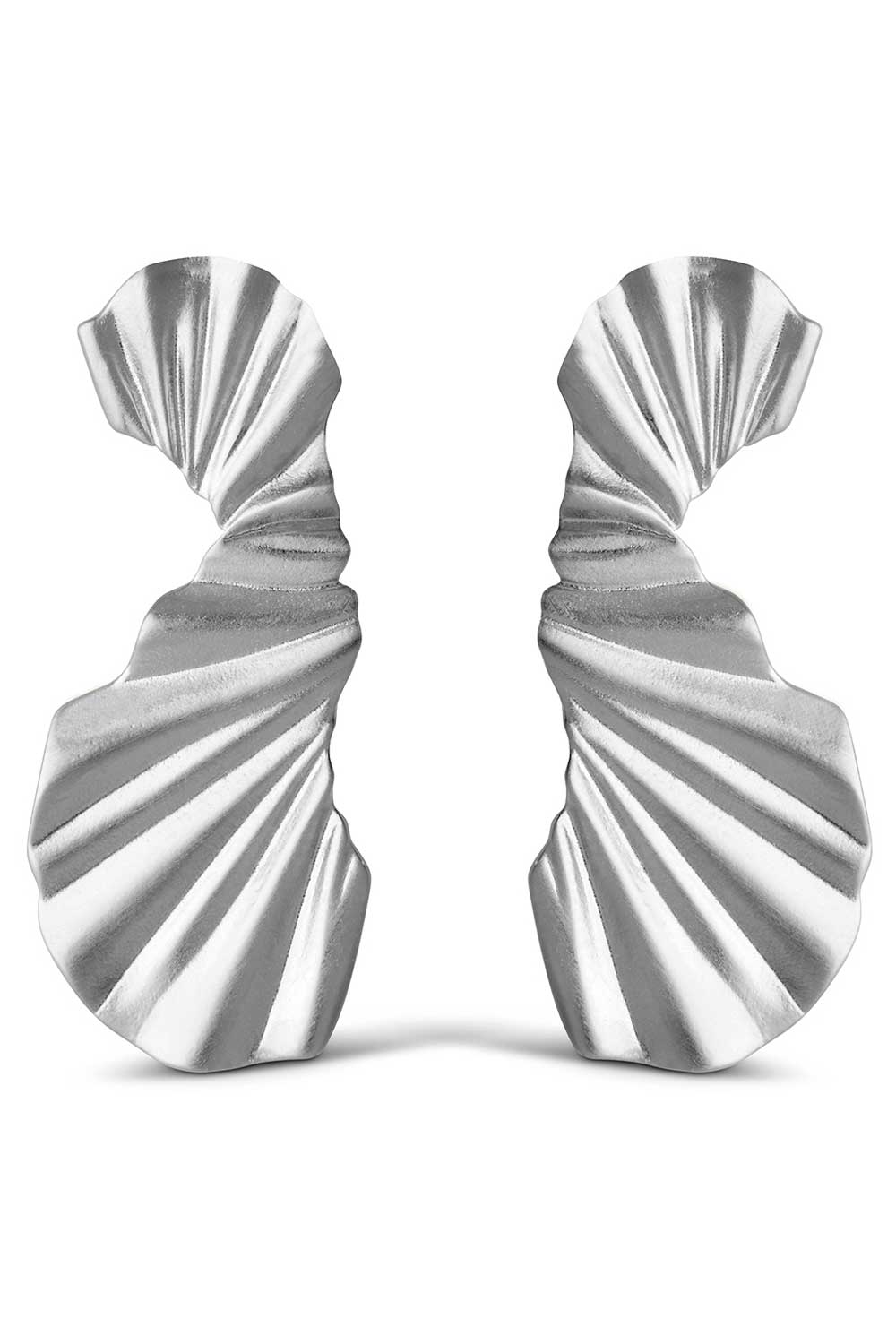 Enamel øreringe Big Wave Silver