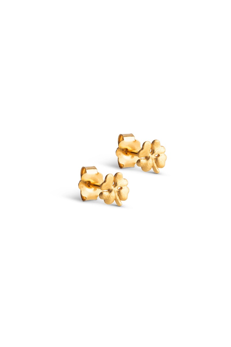 Enamel øreringe Studs Organic Clover Mini Gold