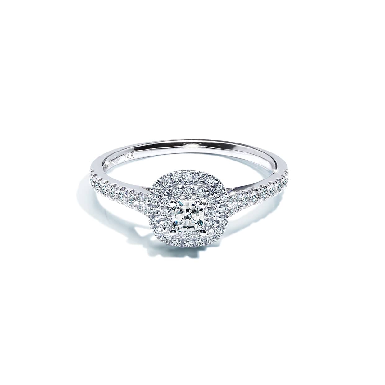 Oxford Dobbelt Halo Radiant Ring Sølv