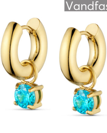 Annebrauner Creole Blue Zirconia øreringe 18k Guldbelagt