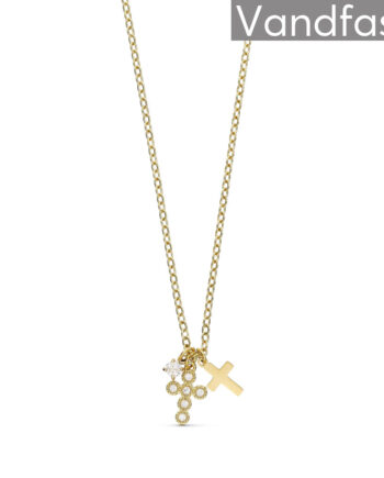 Annebrauner Elegant Zirconia Cross Halskæde 18k Guldbelagt