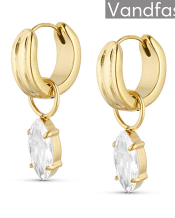 Annebrauner Oval Zirconia Hoop øreringe 18k Guldbelagt