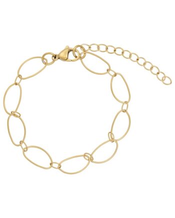 Armbånd   Stål Med Fine Ovale Ringe  Belagt Med 14   Guld