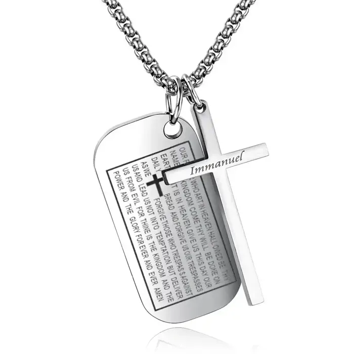 Bible Dog Tags And Cross Halskæde