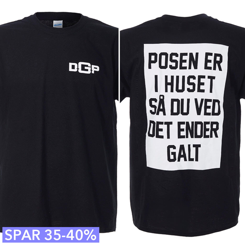 Den Gale Pose Sort  -shirt Posen Er   Huset Tryk Front Og Bag