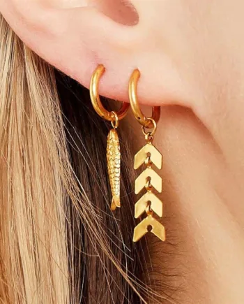 Fishbone ørering Golden ædelstål
