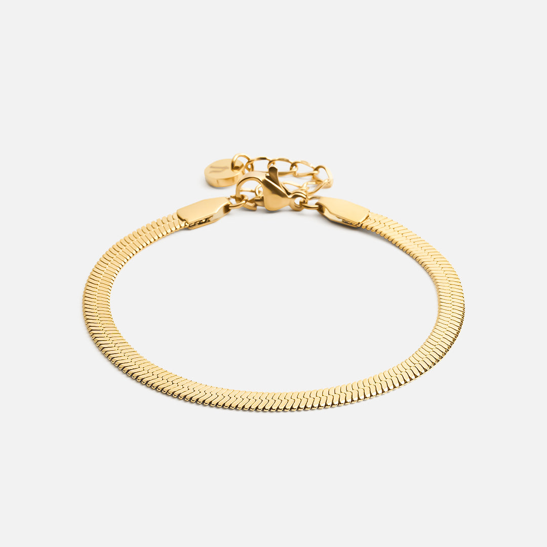 Flad Snake Armbånd 18k Guldbelagt 4mm