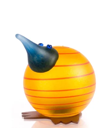 Glaskunst Kiwi Fugl   Gul  Sjov Og Flot Kunst Til Dekoration Og Glæde Fra Borowski