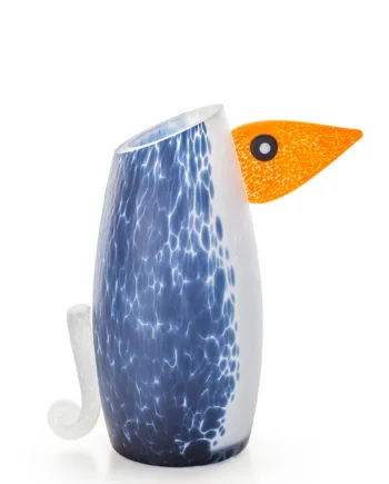 Glaskunst Smuk Pingvin Vase  Højde 30 Cm  Flot Kunstnerisk Vase Fra De Talentfulde Glaspustere Hos Borowski