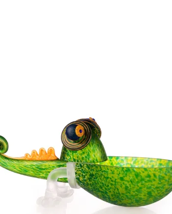 Glaskunst Stor Chameleon Bordskål   Grøn   Glasskål Kunsthåndværk   Særklasse 28   52   16 Cm Fra Borowski