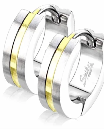 Gold Stripe ørering   ædelstål