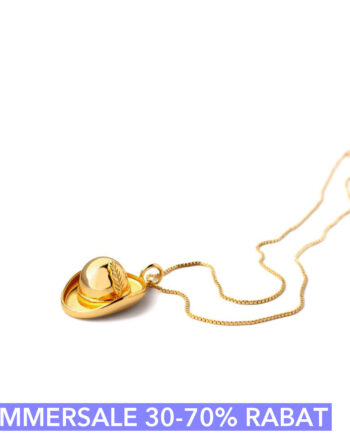 Halskæde Hat Med Fjer Vedhæng  Happyhat 50 Cm Kæde 18 Karat Forgyldning