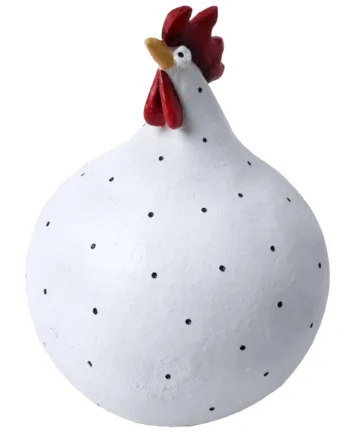 Høne   Hvid Med Sorte Prikker Fin Til Hverdag Eller Påske Størrelse Mellem     Cm