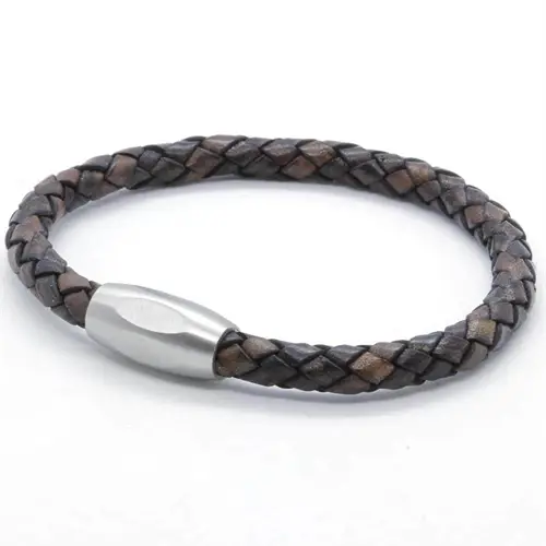 Lionar Brunt Læderarmbånd   Boloflet