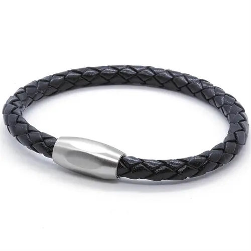Lionar Sort Læderarmbånd   Boloflet