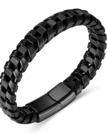 Nizal Sort Armbånd Med Stål Og Fiberlæder