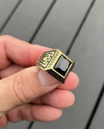 Rope Herrering Med Sort Onyx Og Pvd Guldbelsgt