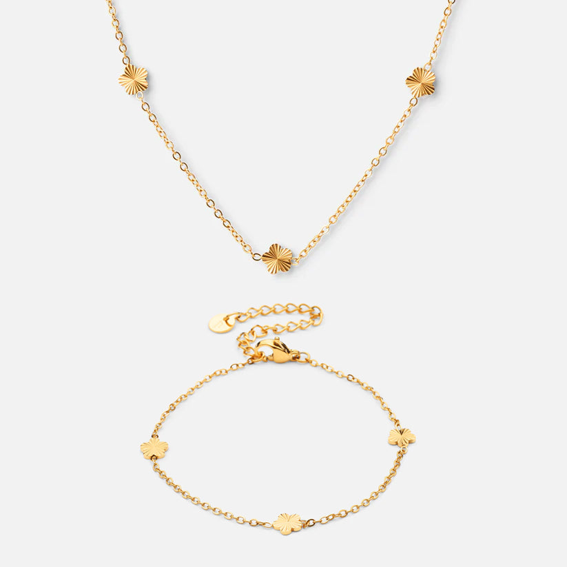 Scattered Flower Armbånd Halskæde 18k Guldbelagt
