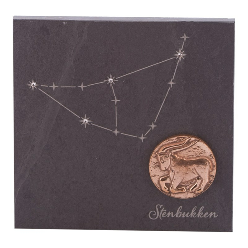 Stjernetegn 14 14 Cm Billede 399 - Kr Skifer Bronze Swarovski Krystaller Alletiders Gaveide Stjernetegn Stenbuk 22 12-20 01