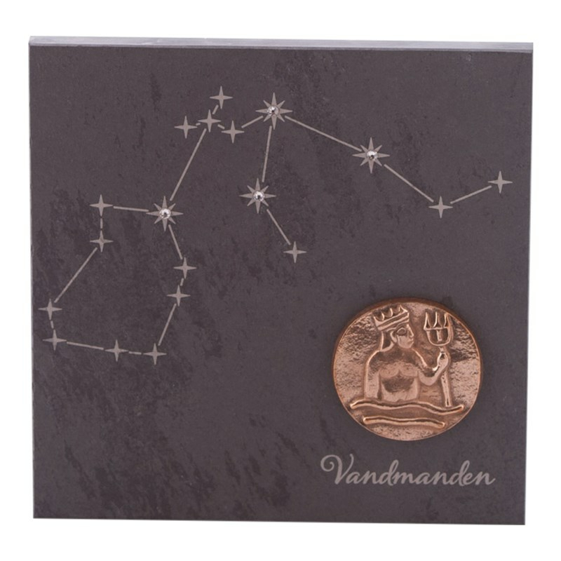Stjernetegn 14 14 Cm Billede 399 - Kr Skifer Bronze Swarovski Krystaller Alletiders Gaveide Stjernetegn Vandmand 21 01-18 02
