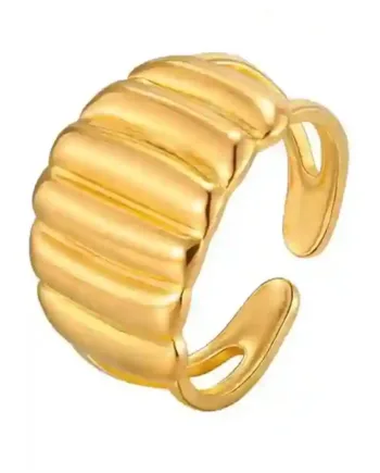 Wave Ring   Bred Forgyldt Ring Til Kvinder   ædelstål