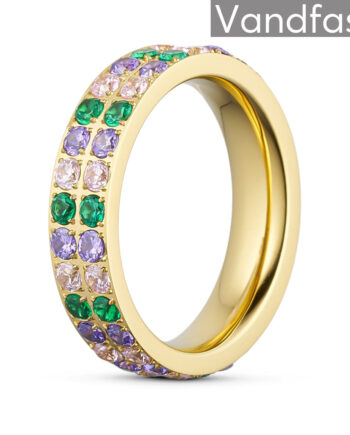 Annebrauner Alliance Green Pink Mix Ring 18k Guldbelagt 48