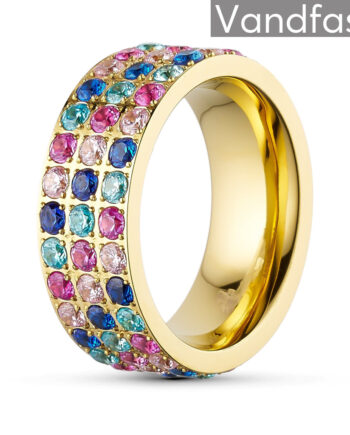 Annebrauner Alliance Rose Blue Pink Mix Ring 18k Guldbelagt 46