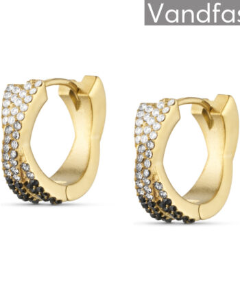 Annebrauner Alma Zirconia Black White Big øreringe 18k Guldbelagt