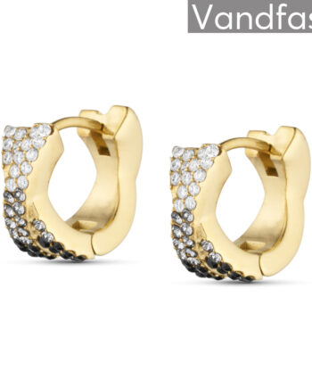 Annebrauner Alma Zirconia Black White Mix Small øreringe 18k Guldbelagt