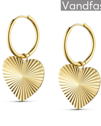 Annebrauner Big Sun Texture Heart øreringe 18k Guldbelagt