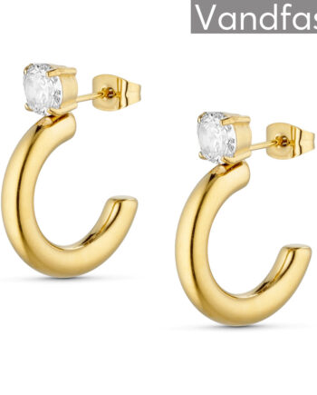 Annebrauner Big Zirconia Hoop øreringe 18k Guldbelagt