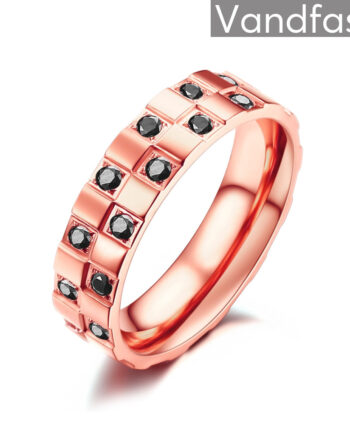 Annebrauner Chess Rose Black Ring 50