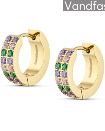 Annebrauner Creole Double Line Green Pink Mix 18k Guldbelagt