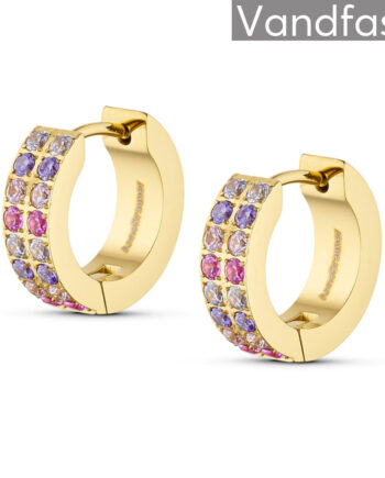 Annebrauner Creole Double Line Rose Violet Mix øreringe 18k Guldbelagt