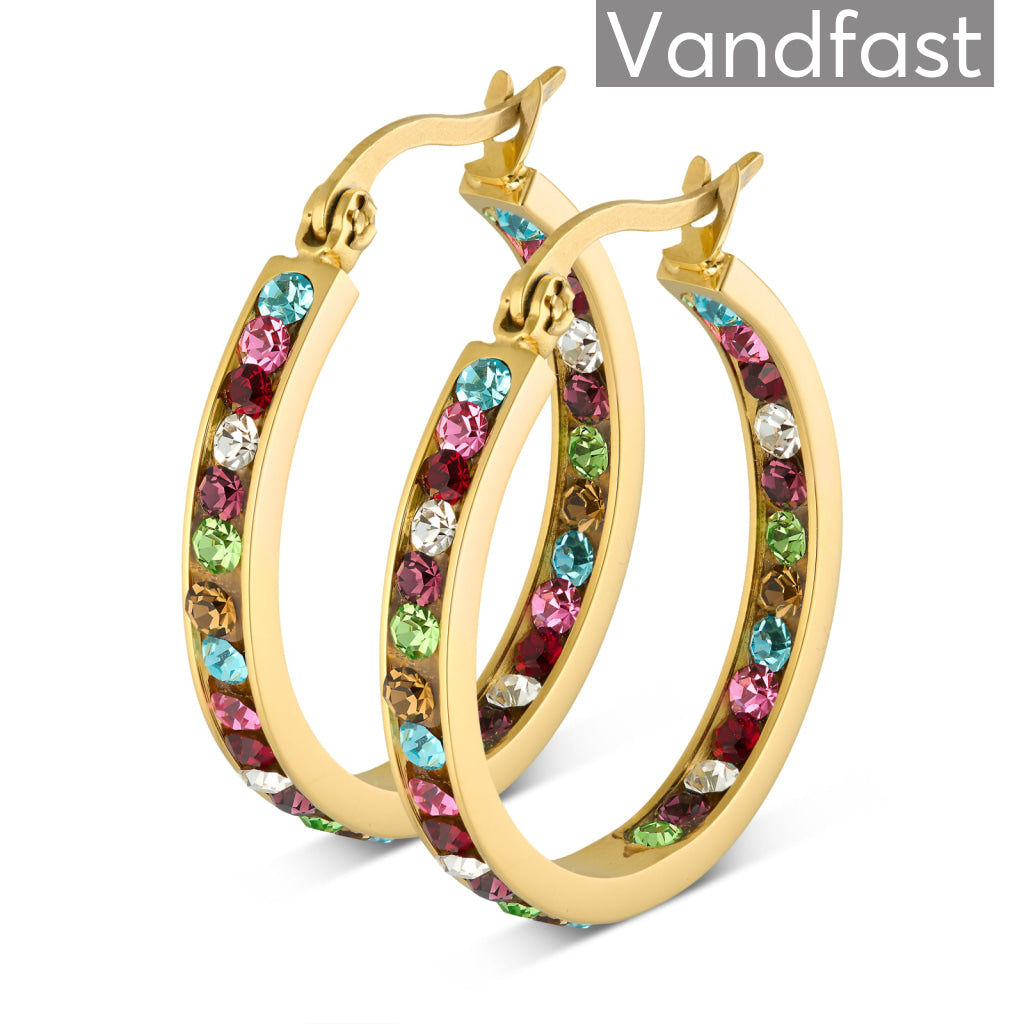 Annebrauner Creole Thin  -small Multicolor øreringe 18k Guldbelagt