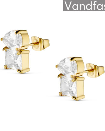 Annebrauner Drop Square ørestikker 18k Guldbelagt