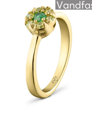 Annebrauner Flower Apple Green Ring 18k Guldbelagt 48