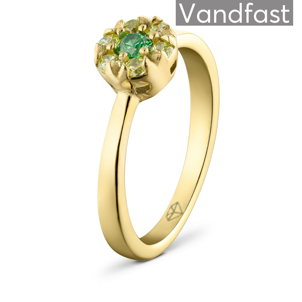 Annebrauner Flower Apple Green Ring 18k Guldbelagt 48
