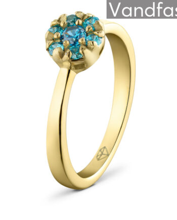 Annebrauner Flower Blue Ring 18k Guldbelagt 48