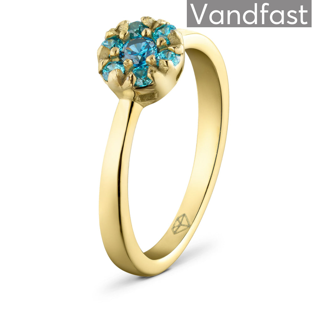 Annebrauner Flower Blue Ring 18k Guldbelagt 48