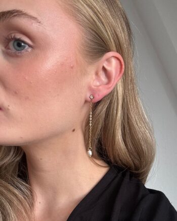 Annebrauner Pearl Chain øreringe 18k Guldbelagt