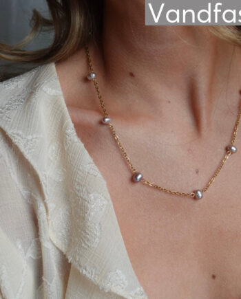 Annebrauner Pearl Grey Halskæde 18k Guldbelagt