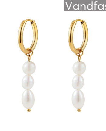 Annebrauner Pearl Triple Creole øreringe 18k Guldbelagt