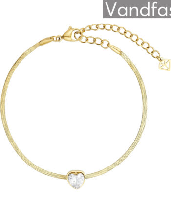 Annebrauner Snake Heart Zirconia Armbånd 18k Guldbelagt